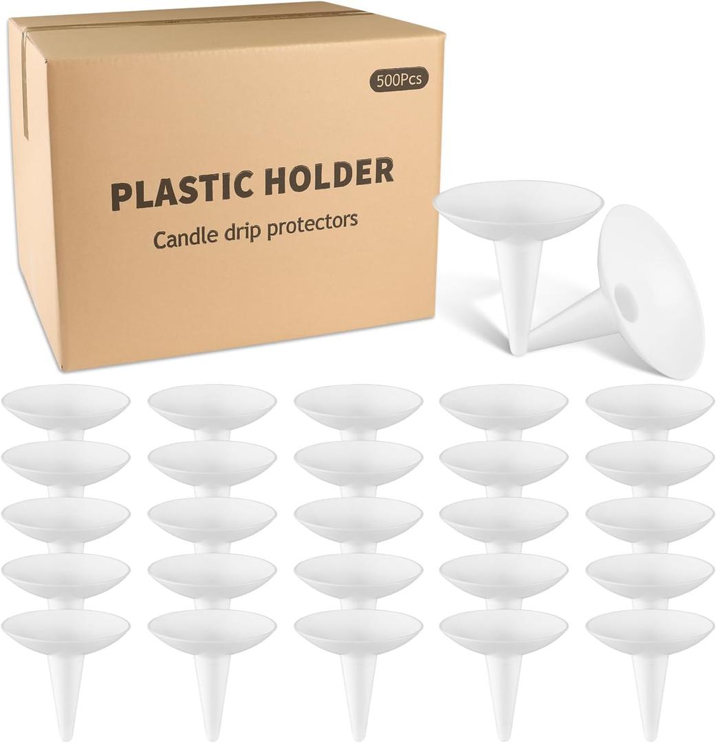 Set of 500 Candle Drip Protectors - Reusable Wax Catchers for Weddings and Events - White