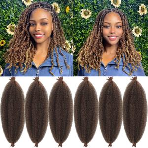 Marley Twist Braiding Hair 12 Inch Marley Hair for Faux LocsButterfly Locs Crochet Hair Spring Twist Hair Passion Twist Hair Springy Afro Twist Hair Kinky Curly Braiding Hair(6 Packs,T30)