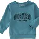 SOFEON Big Brother Sweatshirt Toddler Boy Embroidery Big Bro Est. 2025 Pullover Announcement Crewneck Long Sleeve Fall Tops (4-5T, Blue)