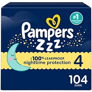 Pampers ZZZ Overnight Diapers, Size 4 (2237 lbs), 29 Count, Nighttime Protection Disposable Baby Diaper, Night Time Leak and Skin Protection