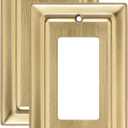Monarch Abode Rocker Light Switch Cover Plate  1-Gang Brushed Gold Decorator Wall Plates, Architectural Decorative Outlet Covers Wall Plates for Receptacle, GFCI Electric Outlet Cover, Pack of 2
