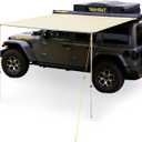 Vehicle Awning, 6.6ft x 10ft, Rooftop Pullout Ripstop UPF50+ Side Awning, Reinforced Hinges & Poles for Jeep/SUV/Truck/Van