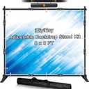 iElyiEsy Backdrop Banner Stand, 8x8FT Heavy Duty Adjustable Step and Repeat Stand with Carrying Bag for Parties Photo Booth Trade Show