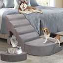 Foam Dog Stairs & Steps Ramps for High Beds 30 inches Tall for Small Dogs and Cats, LitaiL 6 Step Pet Stairs Steps for High Beds 30 inch Large Dogs, Non-Slip Dog Ramps for Older Cat
