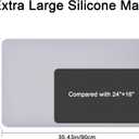 Silicone Mat 35.4"x23.6" Silicone Mats for Kitchen Counter Heat Resistant Mats for Countertop, Countertop Protector Mat, Edge Heightening Nonstick Waterproof Multipurpose Table Mat (Light Gray)
