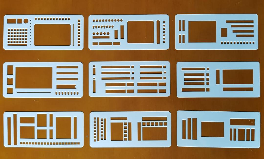 9 Pack Planner Stencils Templates - Calendar Journal Dot Grid Stencil for Planners - Handmade Flexible Record Template