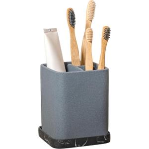 ZCCZ Toothbrush Holder, Durable Countertop Resin Electric Toothbrush Toothpaste Makeup Brush Razor Holder Stand Bathroom Organizer with Detachable Tray (2. Grey)