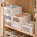 Pradnel Linen Closet Organizers And Storage, 4 Pack Storage Bins Baskets for Organization Foldable Organizer with Clear Window Organizing Clothing, Jeans, Shelves