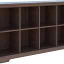 Cube Shelf Bookcase with Base - Wooden 2 Tiers Floor Standing Low Storage Cabinet for Home and Office, 8-Cube Lattice Bookshelf, Walnut