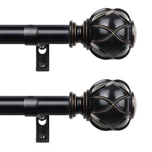 Curtain Rods 2 Pack, HOTOZON Curtain Rods for Windows 28 to 48 Inch, Adjustable Heavy Duty Drapery Rods 32 to 43 Inch with Netted Texture Finials, Black