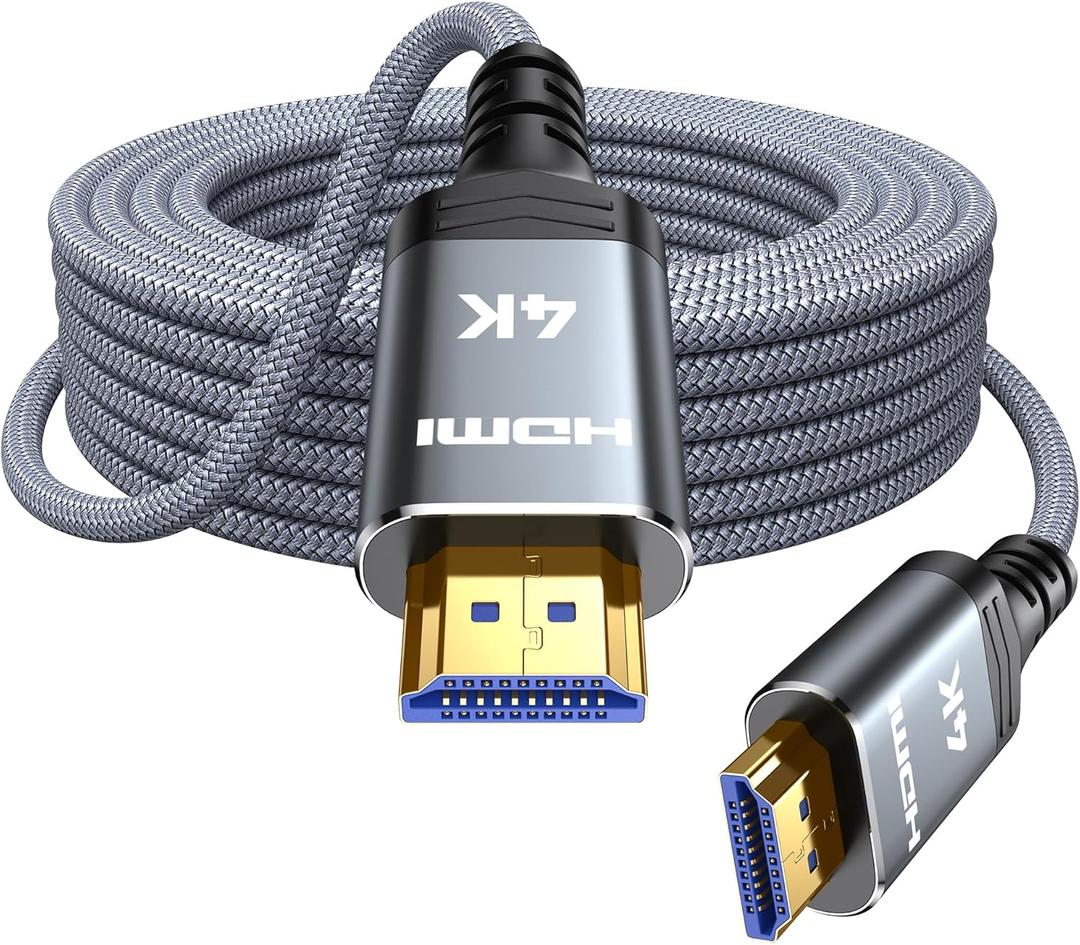 Highwings 4K Fiber Optic HDMI Cable 50FT Long - Unidirectional 4K HDR Braided HDMI Cord, 18Gbps High Speed with Ethernet/ARC, 3D, HDCP 2.2, ARC, Compatible for PS-5/4/3/4K HDTV/Streaming Media (Grey)