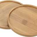 PATIKIL Plant Pot Saucer, 2 Pack 5 Inch OD Bamboo Round Flower Drip Tray for Indoors