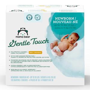 Amazon Brand - Mama Bear Gentle Touch Diapers, Size Newborn, 120 Count (4 packs of 30)