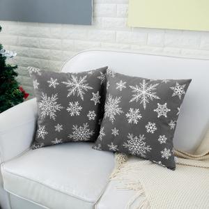 HWY 50 Grey Gray Decorative Throw Pillow Covers 18x18 Inch for Couch Sofa Living Room Bed, Soft Christmas Big and Small Snowflakes Print Throw Pillows Cases Set Cushion Cover Pack of 2