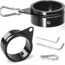 Anovo Flag Pole Rings, Aluminum Alloy Flagpole Rings 360° Rotating Anti Wrap Flag Mounting Ring, Spinning Flag Pole Clips with Carabiner for 0.751.02 Inch Diameter Pack of 2 (Black)