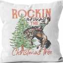 Western Christmas Decor - 18x18 Throw Pillow Covers for Bedroom & Sofa, Tree Decorations