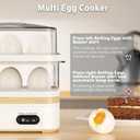 Evoloop Rapid Egg Cooker Electric 12 Eggs Capacity, Soft, Medium, Hard Boiled, Poached, Omelet Maker Egg Poacher & Vegetable Steamer, BPA Free Tray, White