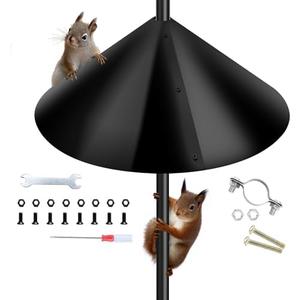 Squirrel Baffle for Bird Feeder Pole,16 inch Squirrel Guard Stopper for Outside Shepherd Hook,Black(1 Pack)
