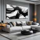 DNIEOTU Large Abstract Wall Art for Living Room, Black White and Gray Canvas Wall-Decor for Bedroom, Modern Minimalist Picture Prints for Hallway Office, Size 59 x 29 Inches