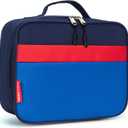 HawLander Insulated Kids Lunch Box Bag for Boys and Girls, with Side Bottle Holder, Navy-Blue