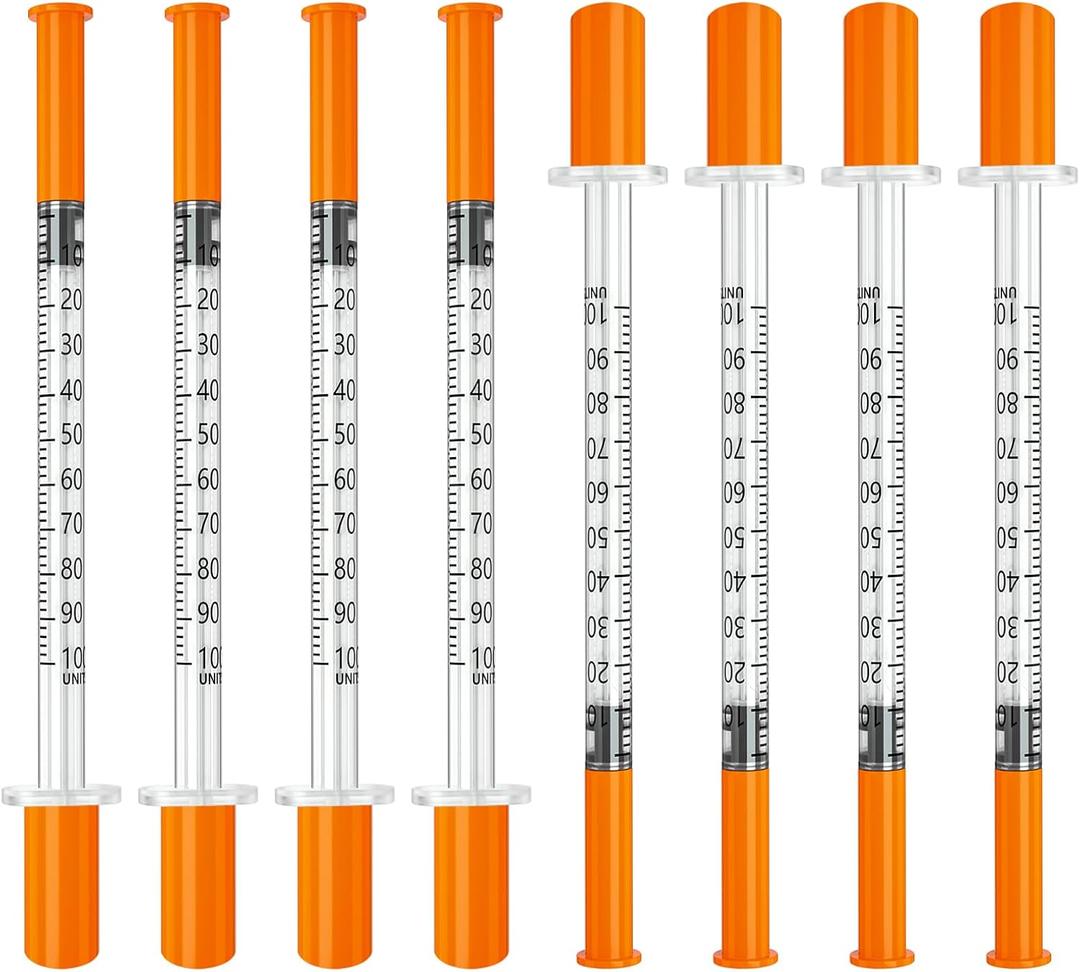 Jeringas, 1mL 31G 5/16" (8mm) jeringas con agujas para inyectar, Empaque Individual | Individually Wrapped, 100 Pack