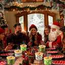 LemonRoad 200 Pcs Christmas Treat Snack Dessert Cups 9 oz Disposable Double Coated Hot Ice Cream Cups Red Green White Polka Dot Striped for Food Soup Hot Cold Drink Xmas Party Supplies