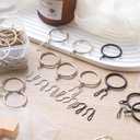 Hotop 60 Pieces 1.26 Inch Metal Drapery Curtain Rings Curtain Hanging Rings and 60 Pieces Metal Drapery Pin Hooks for Drapes Window Door Shower (Black)