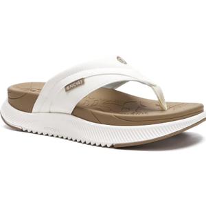 ONCAI Women's Orthotic Cushion Flip Flops Recovery Walking Sandals for Women with Arch Support Summer Comfortable Slip On Flip Flops for Womans Size 6-12 (7, Beige/White)