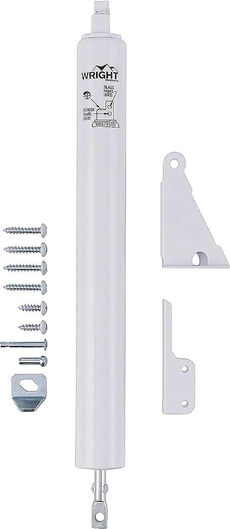Wright Products Standard Duty Pneumatic Screen & Storm Door Closer  Adjustable Closing Speed, Quiet Operation, Easy Installation (Transitional, White)