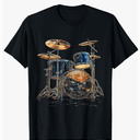 Drumset Music Instrument Motif Art Drumset T-Shirt, S