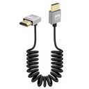 RIIEYOCA 90 Degree 4K Short HDMI to HDMI Coiled Cable,Up Angle Male to Male HDMI Cable,18Gbps High Speed HDMI 2.0 Support 4K@60Hz, Compatible with Cameras, Camcorders, Monitors(3FT/0.9M)