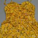 Women's Summer Casual Dress Florals Buttons Down Ruched Sweetheart Neck Sleeveless Midi Sundress, Size Small
