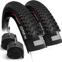 Fincci Set 26 x 2.35 Bike Tires 57-559 Foldable with Presta Valve Inner Tubes for MTB Hybrid City Bike Bicycle Cycle