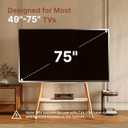 Rolling TV Stand for 49 to 75 Inch TV up to 40 kg, Easel TV Stand with Metal Structure and Wooden Shelf, Moveable TV Cart on Wheels for Business, Office, School, Home, White