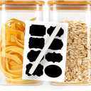 Set of 2 Glass Food Storage Jars 37OZ with Bamboo Airtight Lids - Borosilicate Glass Jar with Airtight Lids, Candy jar, BPA Free Glass Storage Containers for Dry Food Storage, Pasta Rice Flour Sugar