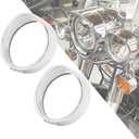 HDBUBALUS Motorcycle 4.5 Inch Fog Light Tirm Ring Visor Style 4 1/2" Auxiliary Light Passing Lamp Bezel Compatible with Harley Touring Road King Chrome 1 Pair