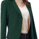 Allegra K Women's Dressy Casual Blazer Open Front Office Work Business Lightweight Crop Suit Blazers (Green, XL)