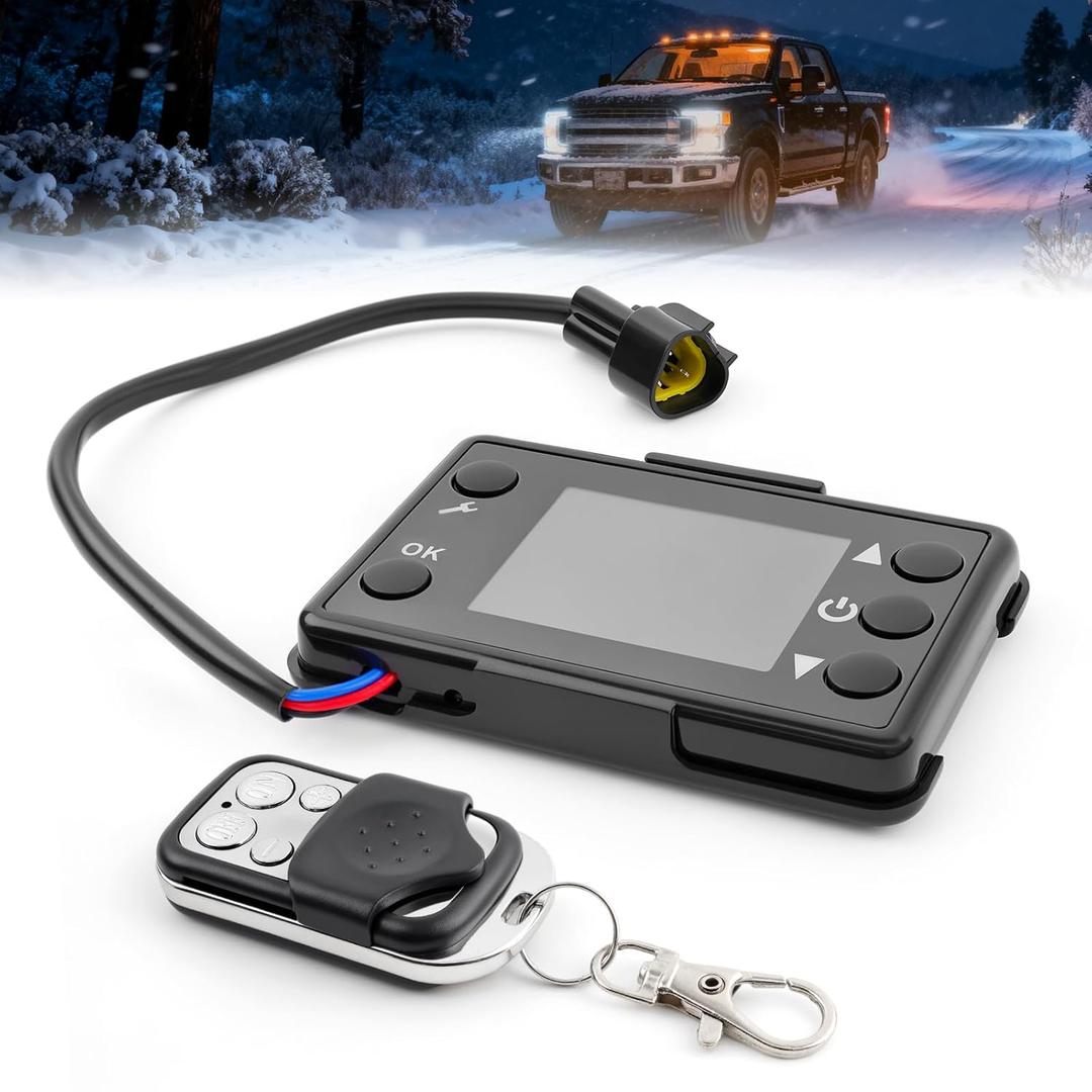 Universal 12V/24V Diesel Heater Switch, LCD Monitor Thermostat Heating Device Controller for 2kw/5kw Diesel Parking Heater with Remote Controller