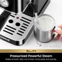 CHULUX Slim Espresso Machine with Milk Frother, 20 Bar Professional Italian Pump Espresso Coffee Machine for Home Cappuccino & Latte Maker, Stainless Steel, Black
