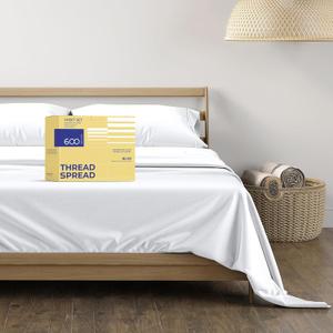 THREAD SPREAD Egyptian Cotton Sheets King Size - 600 Thread Count Sheets King 4 PC White Luxury Sheet King Size, 16" Deep Pocket, Extra Soft, Cooling Sateen Weave Hotel Luxury Bed Sheet Sets