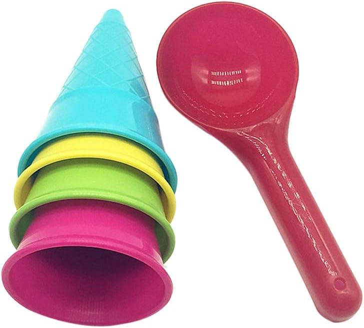 Toyvian Kids Beach Toys Ice Cream Cone Scoop Model Beach Play Toys Children Outdoor Play 5 Pieces (Random Color)