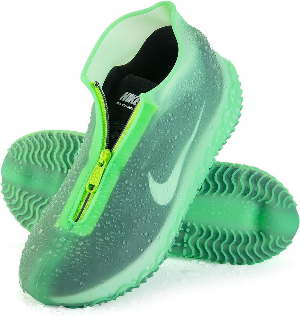 HTHOY&GOWY Shoe Covers Waterproof Silicone Rain Overshoes for Kids Men and Women (L(Women 6.5-10.5,Men 6.5-9), Green)