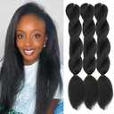 Kinky straight Vixen Crochet Bundles crochet hair16inch Natural Black Yaki Premium Synthetic Fibers for black women Hair Extension (3, 1B)