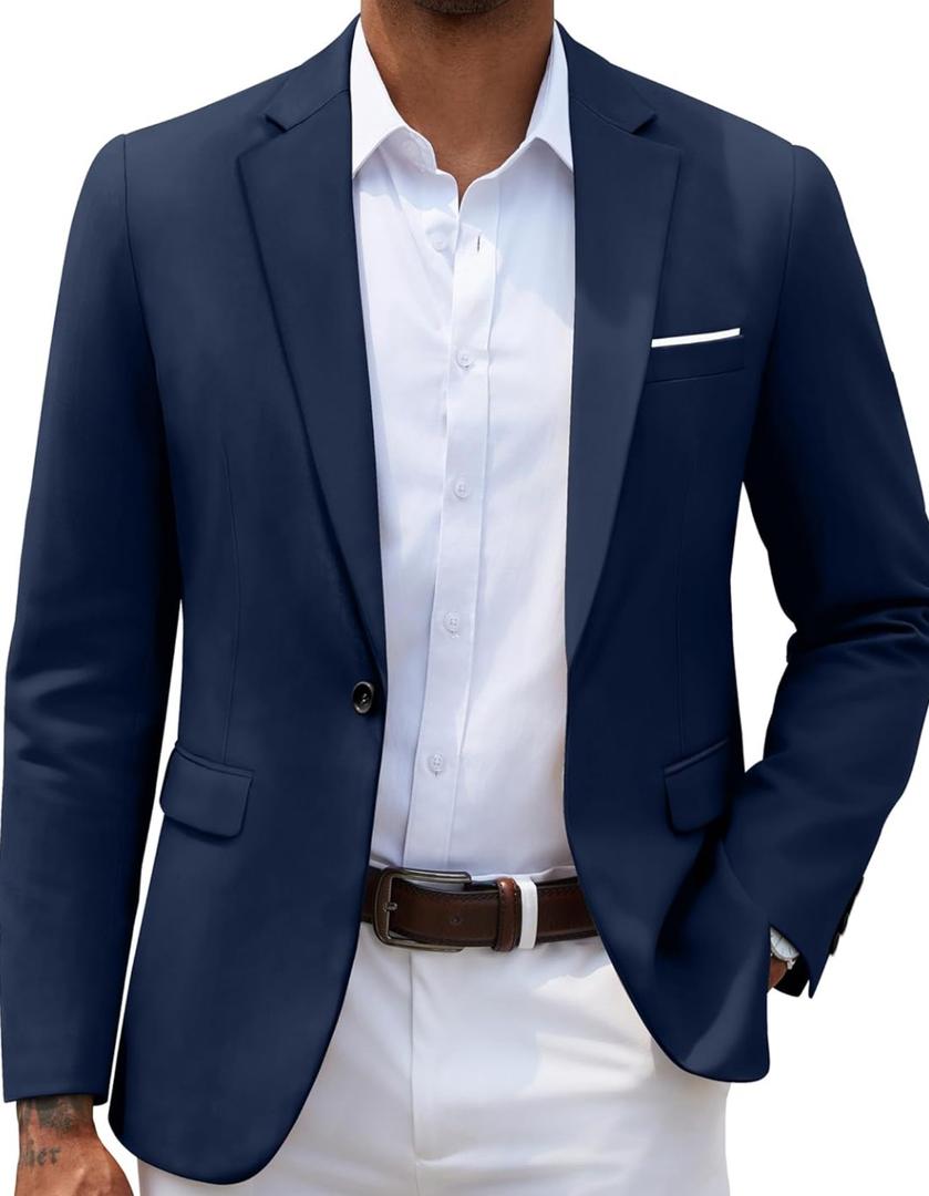 Men's Slim Fit Casual Blazers Lightweight Sport Coats One Button Suit Jackets S