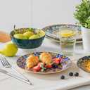 vancasso Salad Plates Set of 6-8.5 Inch Ceramic Dessert Plate, Small Dinner Plate Set, Microwave, Oven and Dishwasher Safe, Colorful Bohemian Style Dishes for Kitchen
