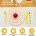 60Pcs Heavy Weight Ivory Plastic Plates with Gold Trim, Heavy Duty Wedding Plates, Elegant Disposable Plate Sets include 30 Dinner & 30 Dessert Plates for Party & Wedding(30 Guests)
