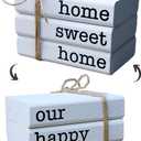 LIVDUCOT Farmhouse Mini White Decorative Books for Tiered Tray Decor - Wooden Book Stack Faux Books for Coffee Table Living Room Decoration - Small Shelf Decor Accent (home sweet home)