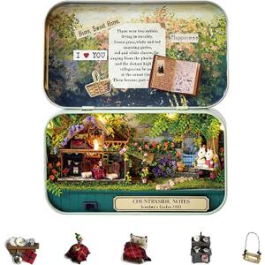 Flever Dollhouse Miniature DIY House Kit Creative Room with Furniture and Cover for Romantic Valentine's Gift(Countryside Notes)
