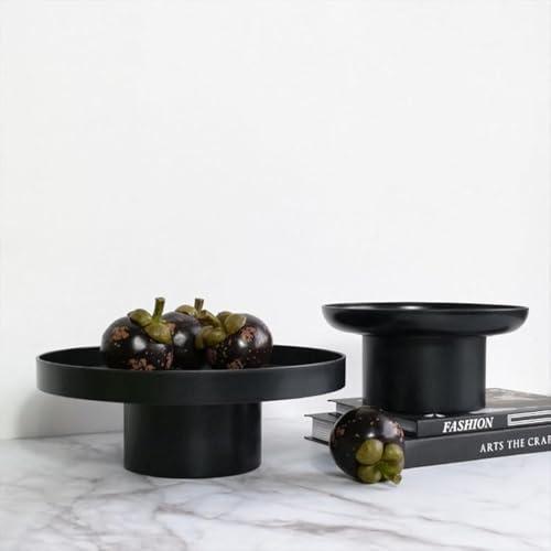 Gugululu Kitchen Counter Fruit Bowl, Black High Base Fruit Holder Modern Bread Basket Stand for Home Kitchen Decorative Fruit and Vegetable Holder Storage (L-10.2 inch)