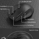 Wireless Keyboard and Mouse Combo, 2.4G Wave Keys Ergonomic Keyboard with Palm Rest and 3 DPI Silent Mouse, Compact Size for Natural Typing, Spill-Resistant, for Windows/PC/Laptop/Mac(Black)